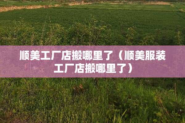 顺美工厂店搬哪里了（顺美服装工厂店搬哪里了）