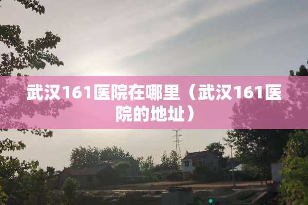 武汉161医院在哪里（武汉161医院的地址）