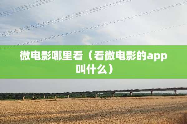 微电影哪里看（看微电影的app叫什么）