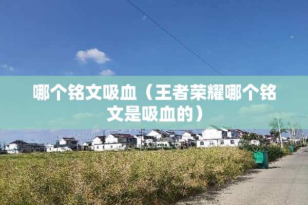 哪个铭文吸血（王者荣耀哪个铭文是吸血的）