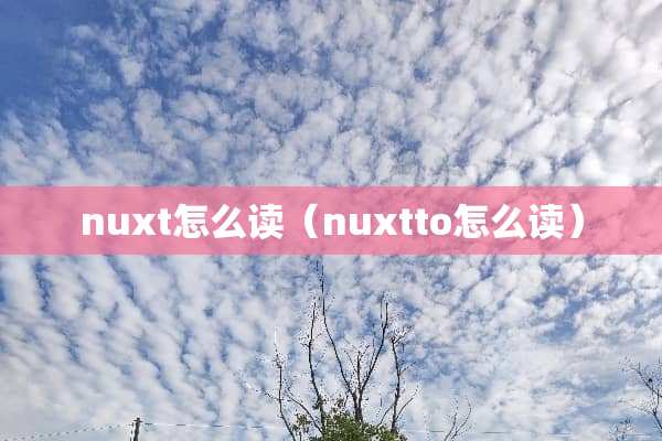 nuxt怎么读（nuxtto怎么读）