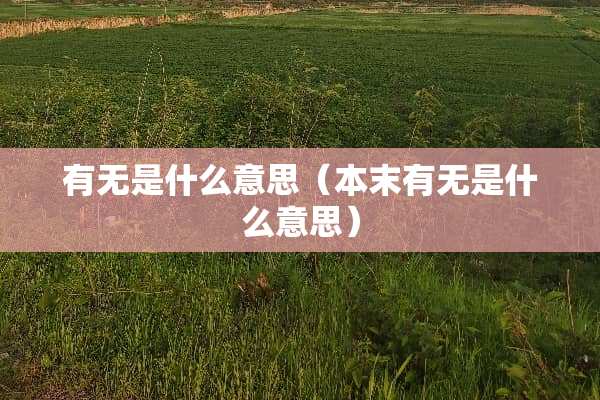 有无是什么意思（本末有无是什么意思）