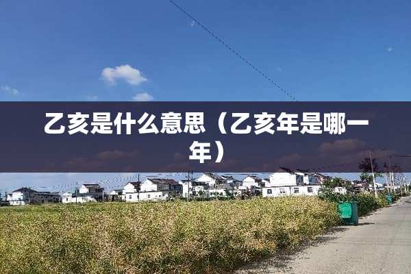 乙亥是什么意思（乙亥年是哪一年）
