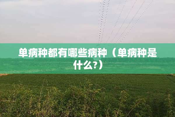 单病种都有哪些病种（单病种是什么?）