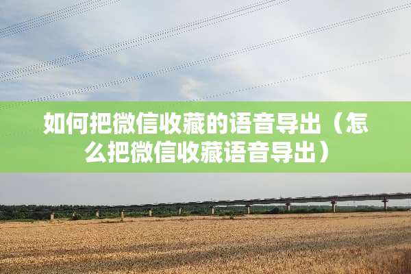 如何把微信收藏的语音导出（怎么把微信收藏语音导出）