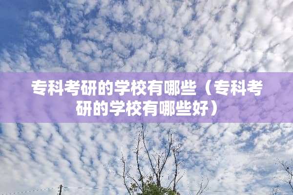 专科考研的学校有哪些（专科考研的学校有哪些好）