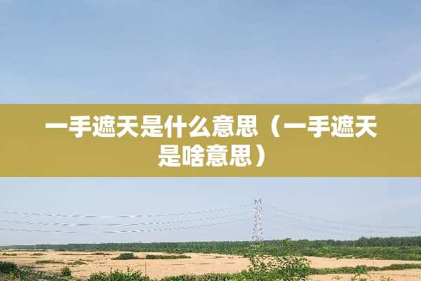 一手遮天是什么意思（一手遮天是啥意思）