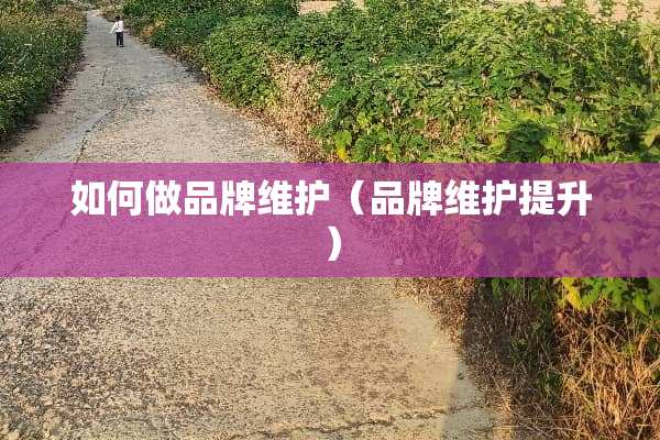 如何做品牌维护（品牌维护提升）
