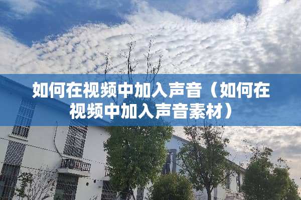如何在视频中加入声音（如何在视频中加入声音素材）