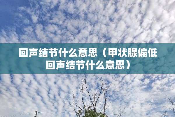 回声结节什么意思（甲状腺偏低回声结节什么意思）