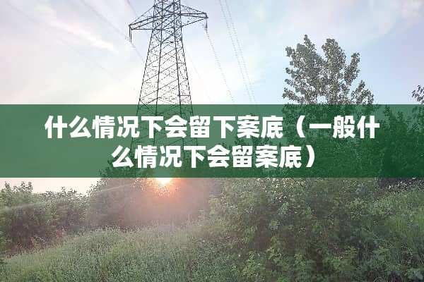 什么情况下会留下案底（一般什么情况下会留案底）