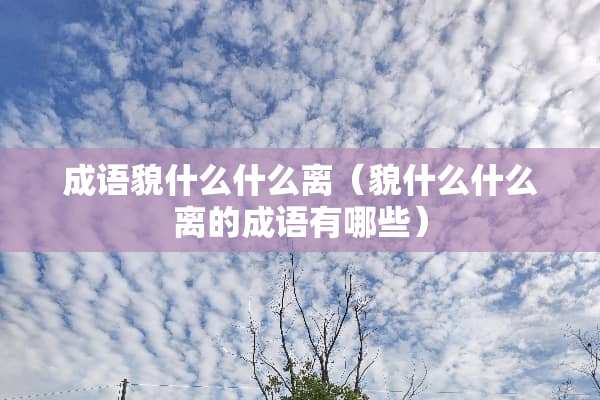 成语貌什么什么离（貌什么什么离的成语有哪些）