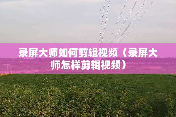 录屏大师如何剪辑视频（录屏大师怎样剪辑视频）