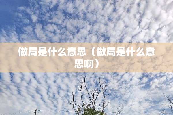 做局是什么意思（做局是什么意思啊）