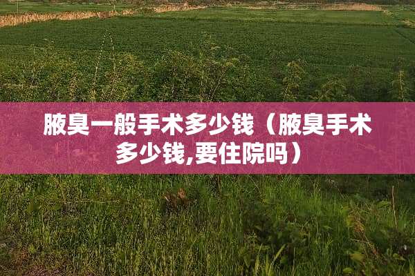 腋臭一般手术多少钱（腋臭手术多少钱,要住院吗）