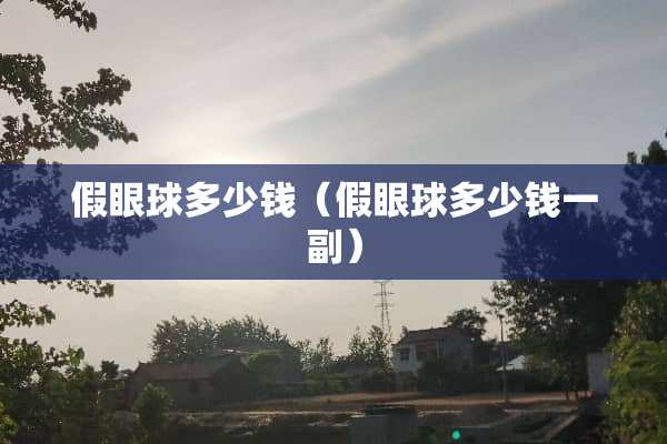 假眼球多少钱（假眼球多少钱一副）
