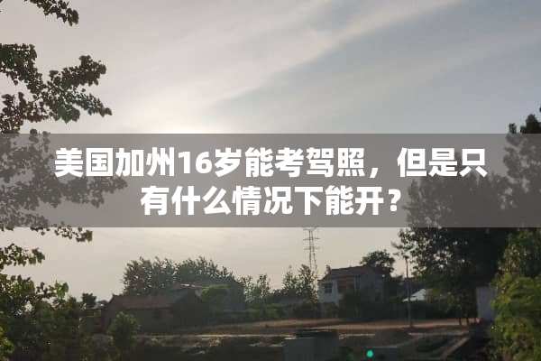 美国加州16岁能考驾照，但是只有什么情况下能开？