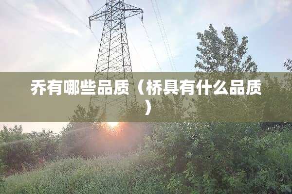 乔有哪些品质（桥具有什么品质）