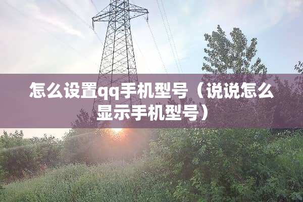 怎么设置qq手机型号（说说怎么显示手机型号）
