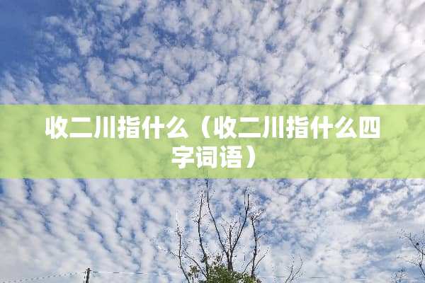 收二川指什么（收二川指什么四字词语）