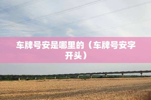 ***安是哪里的（***安字开头）