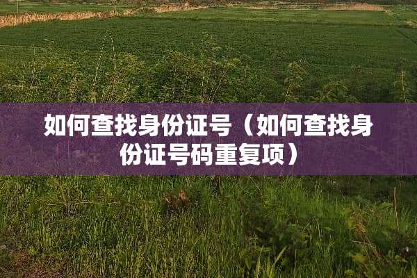 如何查找***号（如何查找***号码重复项）