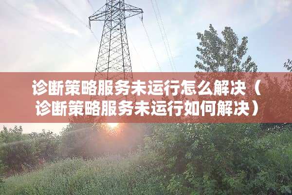 诊断策略服务未运行怎么解决（诊断策略服务未运行如何解决）