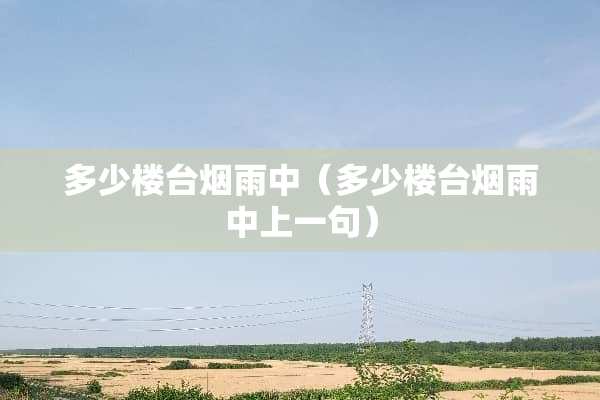 多少楼台烟雨中（多少楼台烟雨中上一句）
