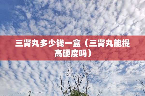三肾丸多少钱一盒（三肾丸能提高硬度吗）