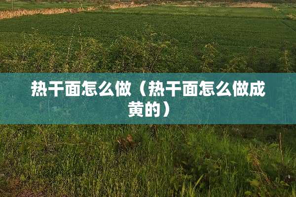 热干面怎么做（热干面怎么做成黄的）