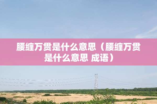 腰缠万贯是什么意思（腰缠万贯是什么意思 成语）