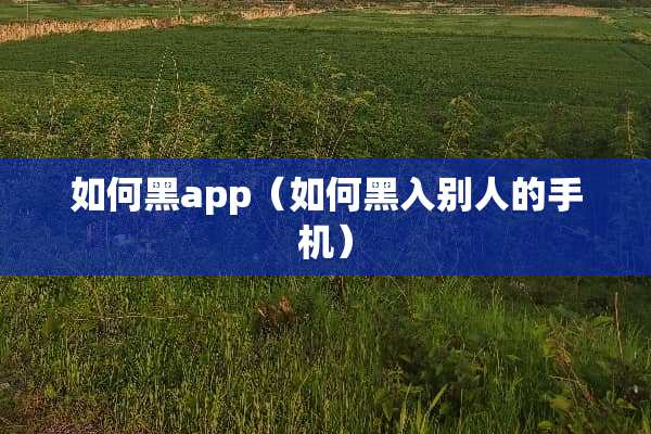 如何黑app（如何黑入别人的手机）
