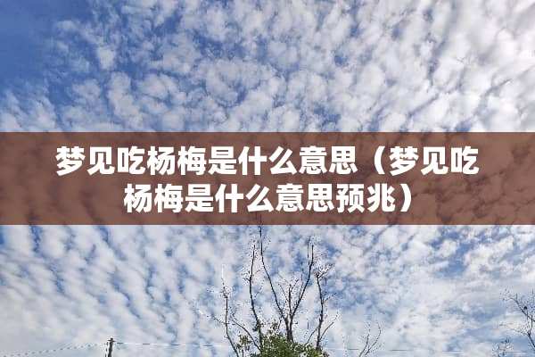 梦见吃杨梅是什么意思（梦见吃杨梅是什么意思预兆）