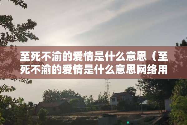 至死不渝的爱情是什么意思（至死不渝的爱情是什么意思网络用语）