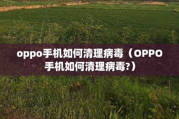 oppo手机如何清理**（OPPO手机如何清理**?）