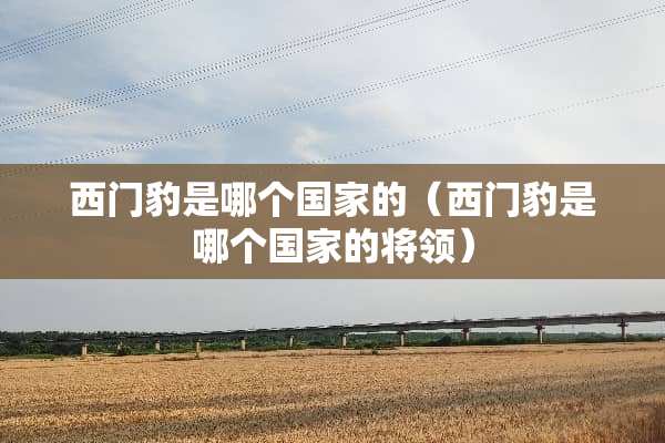 西门豹是哪个国家的（西门豹是哪个国家的将领）
