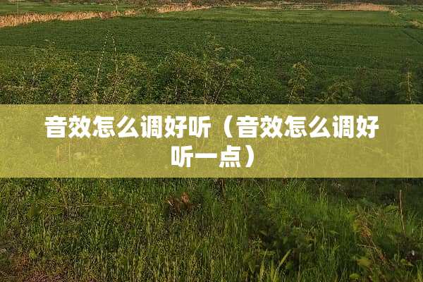 音效怎么调好听（音效怎么调好听一点）