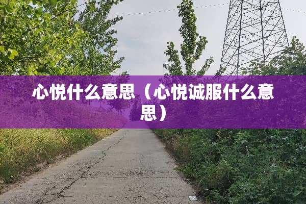 心悦什么意思（心悦诚服什么意思）