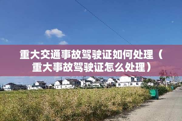 重大交通事故***如何处理（重大事故***怎么处理）