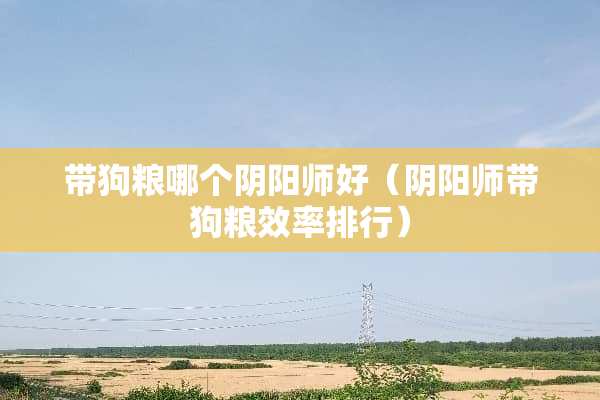 带狗粮哪个*阳师好（*阳师带狗粮效率排行）