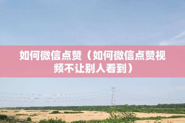如何微信点赞（如何微信点赞视频不让别人看到）