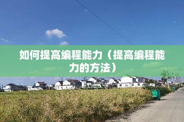 如何提高编程能力（提高编程能力的方法）