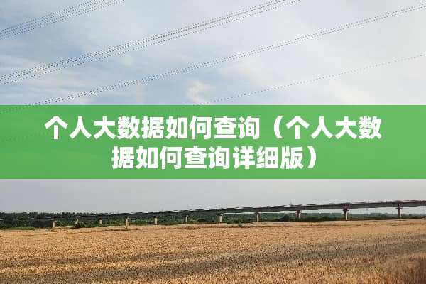 个**数据如何查询（个**数据如何查询详细版）
