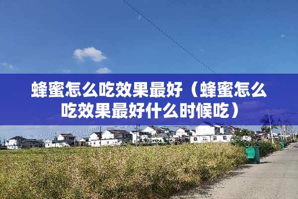 蜂蜜怎么吃效果最好（蜂蜜怎么吃效果最好什么时候吃）
