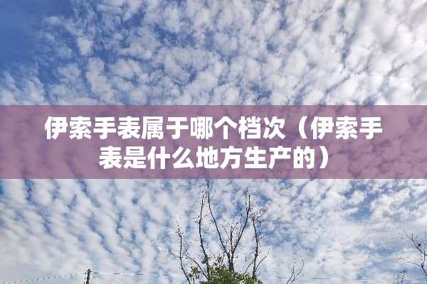 伊索手表属于哪个档次（伊索手表是什么地方生产的）