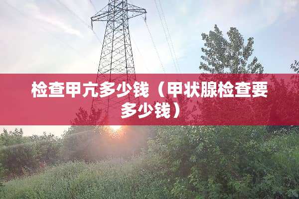 检查甲亢多少钱（甲状腺检查要多少钱）