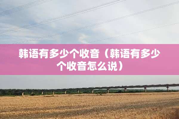 韩语有多少个收音（韩语有多少个收音怎么说）