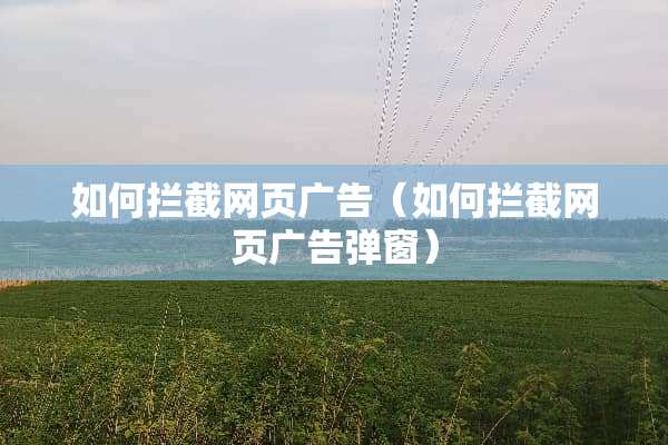 如何拦截网页广告（如何拦截网页广告弹窗）