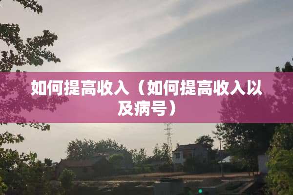 如何提高收入（如何提高收入以及病号）