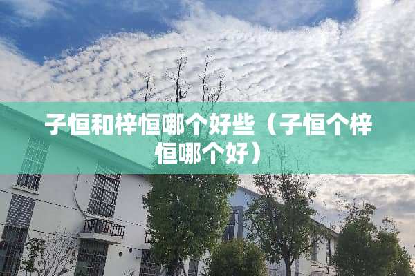子恒和梓恒哪个好些（子恒个梓恒哪个好）